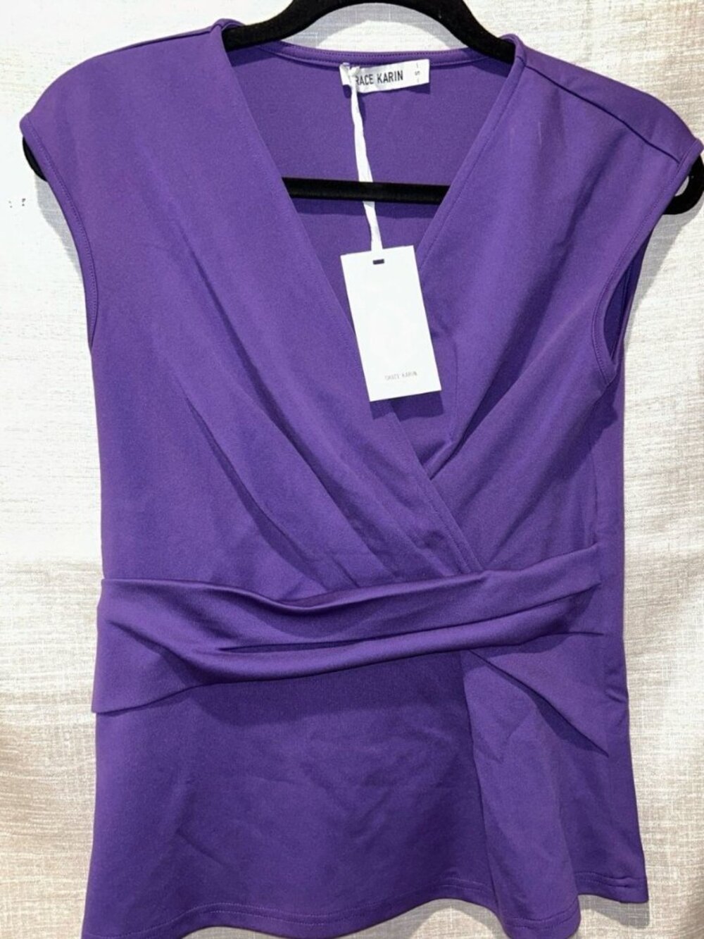 NEW Grace Karin Tunic Blouse Career Wear Top Size S Purple Sleeveless